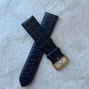 Spidel 22mm black aligator grain leather